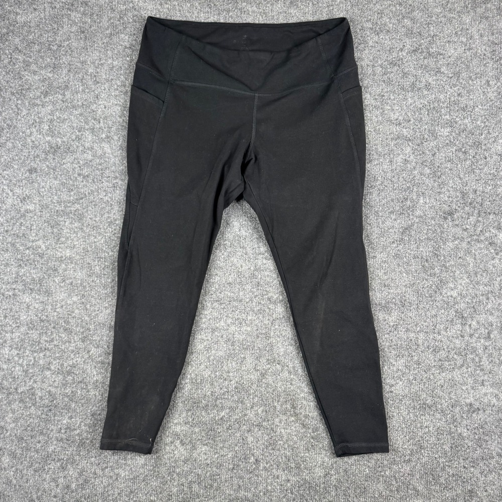 Danskin Leggings Womens XL Black High Waisted Side Pockets Athletic Yoga Stretch